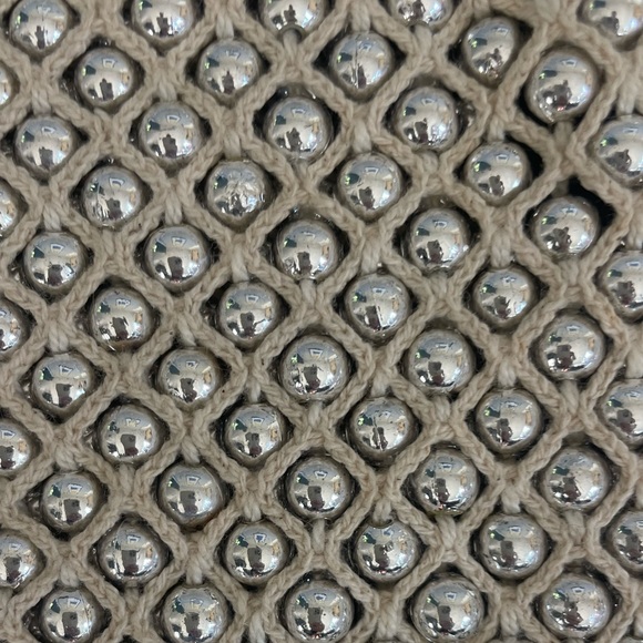 Zara Crocheted Bag with Silver Metal Studs . Double handle. NWT - Picture 2 of 6